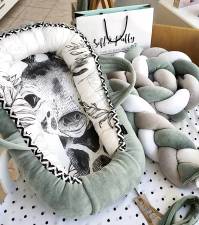 Baby nest -  Giraffe - Cevron & Velvet Ocean Mint