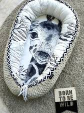 Baby nest -  Giraffe - Cevron & Minky Mushroom