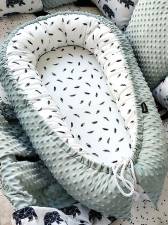 Baby nest -  Feathers & Minky Dusty Mint