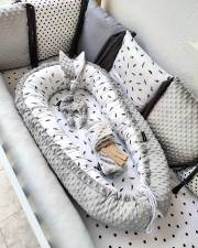 Baby nest - Feathers & Minky Grey