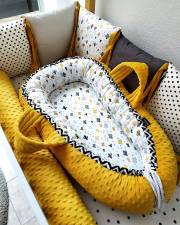Baby nest - Cactus Yellow - Cevron & Minky Golden Summer