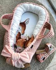 Baby nest -  Deer & Minky Dusty Pink