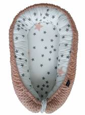 Baby nest -  Stars in white & Minky Dusty Pink